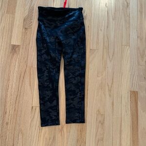 SPANX faux leather leggings camo print.